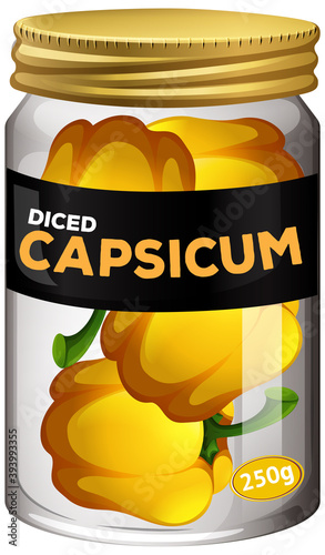 Diced capsicum preserve in glass jar