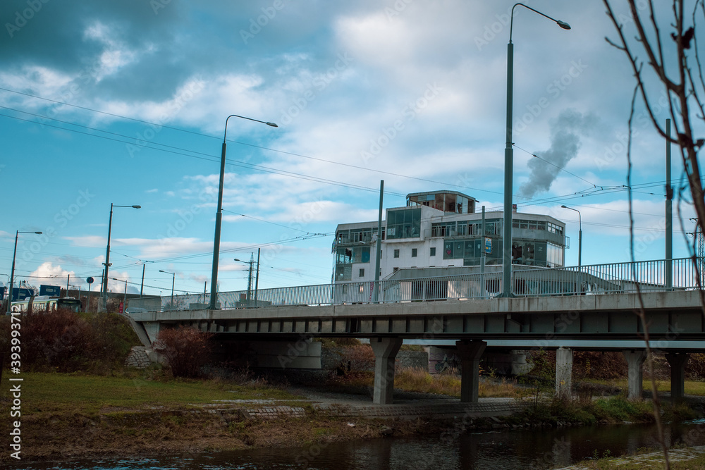 house abandoned demolished bridge river view house abandoned demolished bridge river view