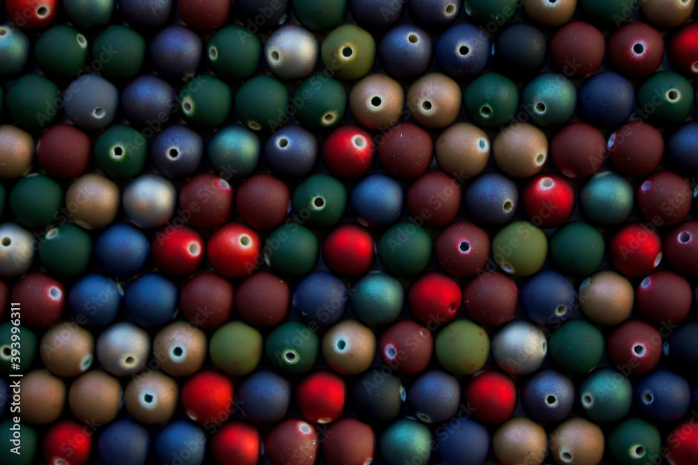 Set of opaque and many-coloured beads looking like mini Christmas balls. Seed beads for use in necklaces and bracelets. Set of opaque and many-coloured beads looking like mini Christmas balls. Seed beads for use in necklaces and bracelets.