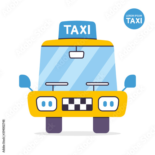 Taxi cab front view flat icon isolated