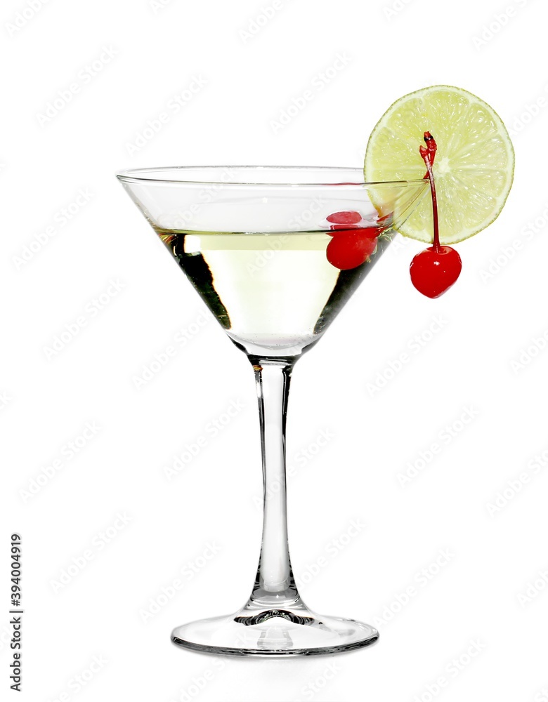 Martini Drink With Cherries And Lime Decor