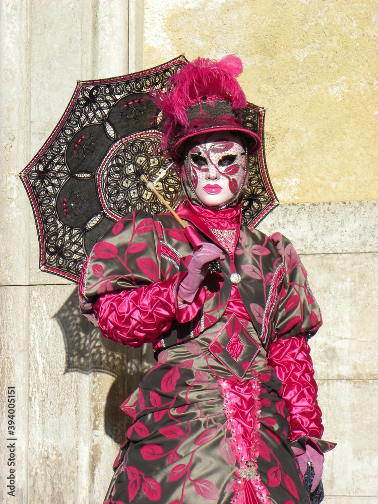 Pink beige costume venetian carnival mask