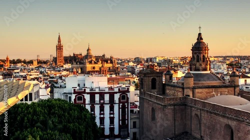 Sunset Timelapse Seville Skyline