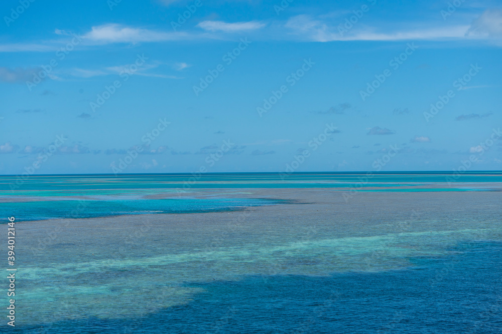 tropical sea and sky with coral reef