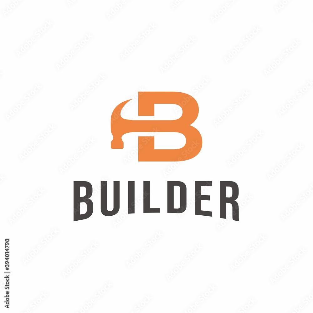 initials B, Letter B with hammer
