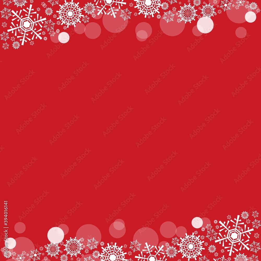 Merry Christmas Season's Greeting with white snowflakes on red background Merry Christmas Season's Greeting with white snowflakes on red background