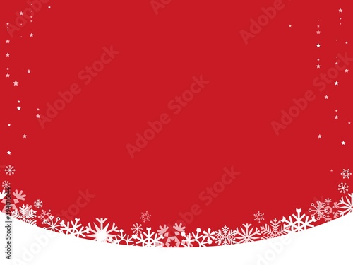 Merry Christmas Season's Greeting with white snow on red background