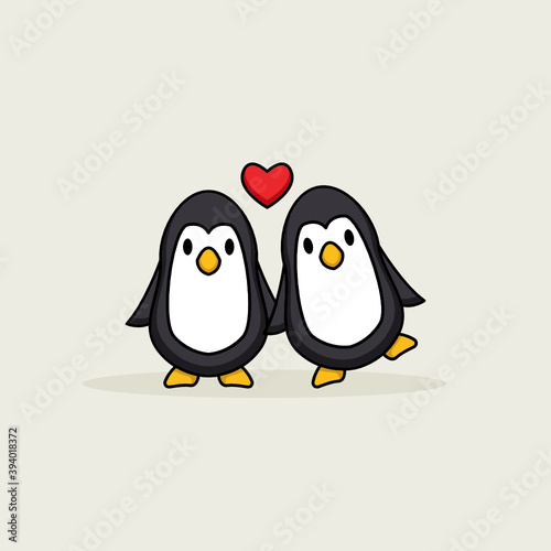 Cute couple penguin in valentine day