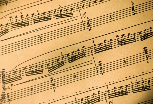 Music Notes on Staves Close-Up