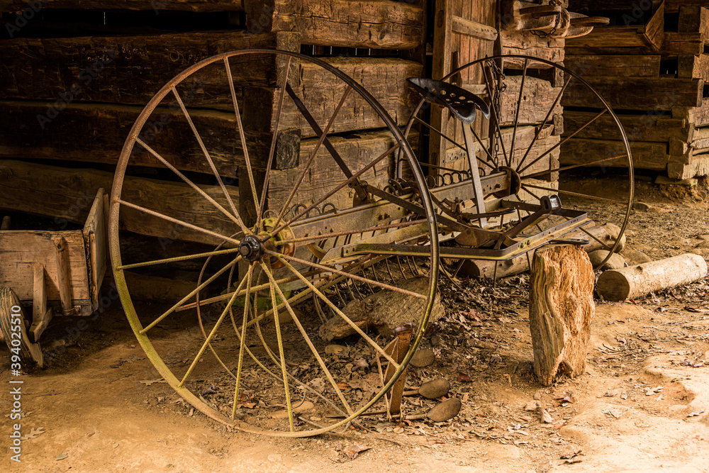 Horse drawn cultivator in the Barn