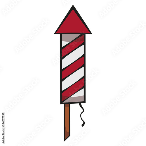 simple vector eps illustration of a new year's christmas firework on stick with red and white on white background isolated