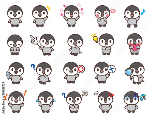 ペンギンのヒナのかわいいキャラクターセット-Cute character set of penguins chicks 