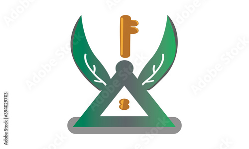 illustration design for triangle of leaves and key