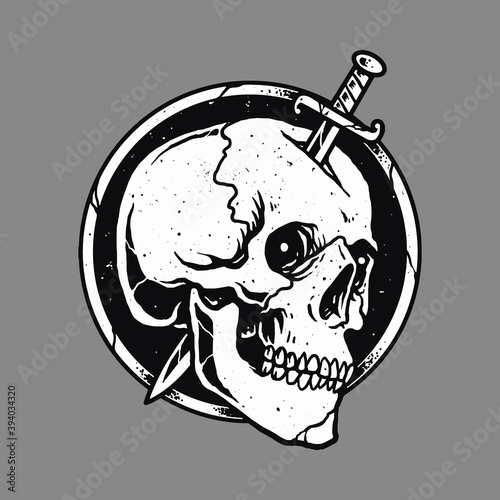 Skull Horror Sword Graphic Illustration Vector Art T-shirt Design