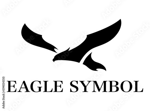 Black vector symbol of eagle that is flying.