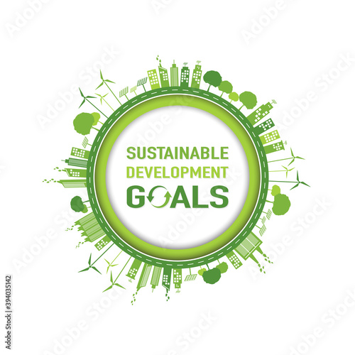 Sustainable development goals template frame and background, Vector illustration