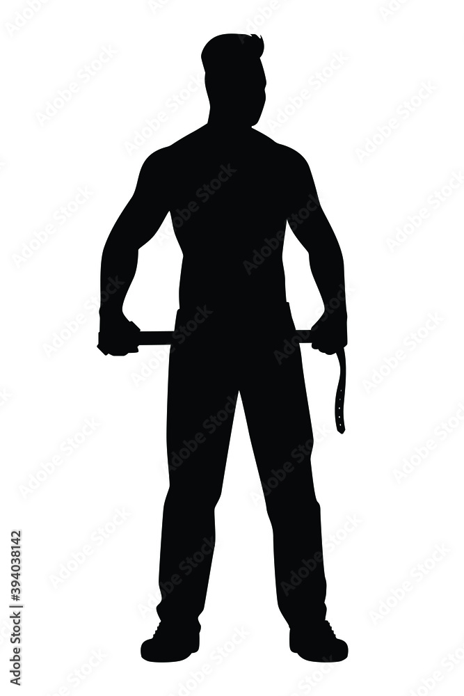 Thug man with belt silhouette vector