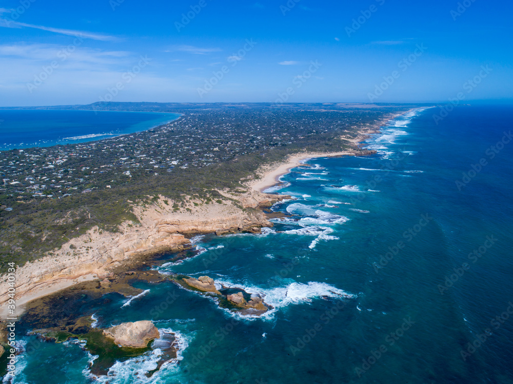 Portsea view of coastal line from a drone