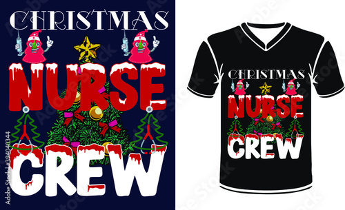 Christmas Nurse Crew. alligraphy phrase for Christmas Nurse. Hand drawn lettering for Xmas greetings cards, invitations. Good for t-shirt, mug, gift, printing press. Holiday quotes.  photo