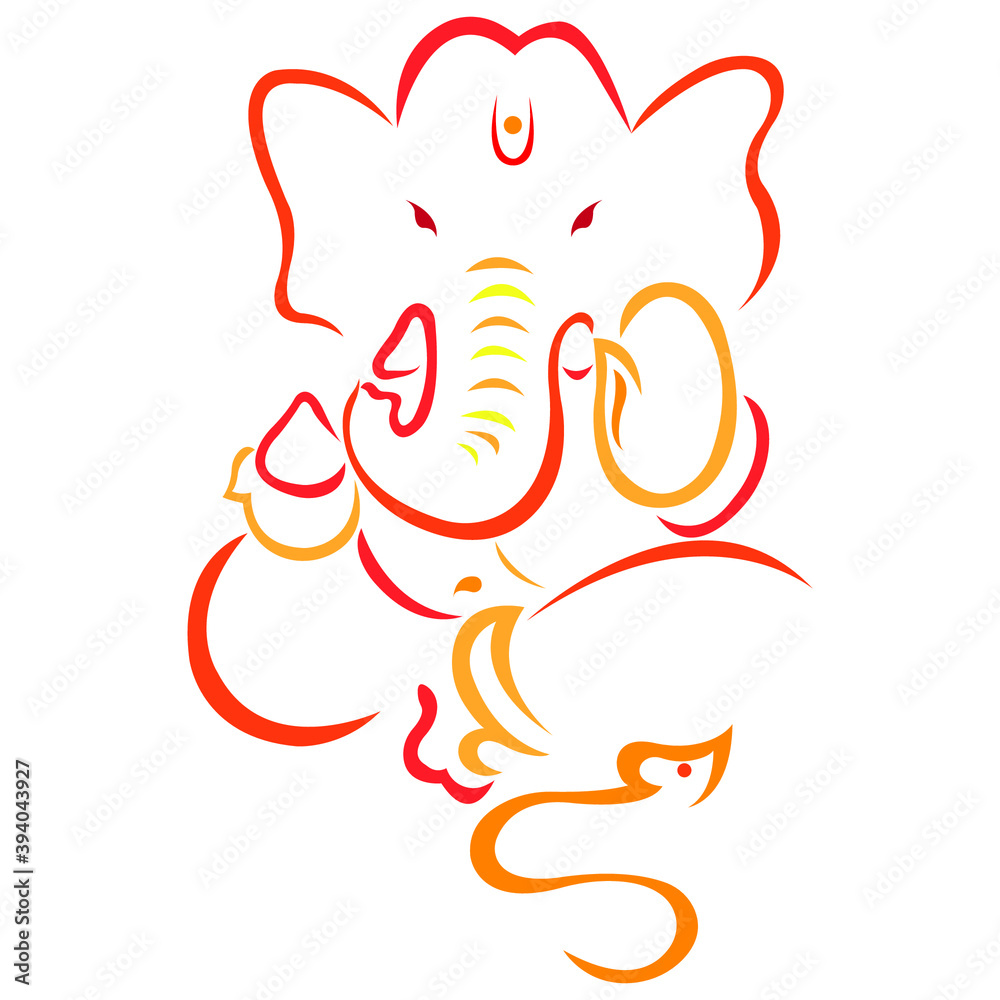 Bright indian elephant deity ganesh at diwali celebration in flat style on  white background. Design suitable for modern decor, textiles, hindi,  festive pattern, tattoo, banner, prints. Vector isolated Stock Vector |  Adobe
