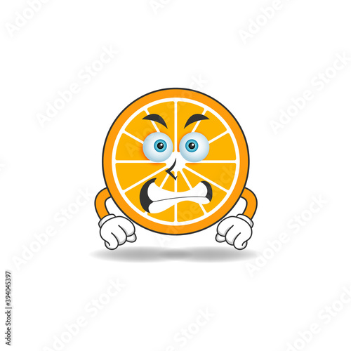 Orange mascot character with angry expression. vector illustration