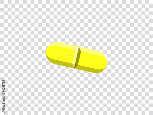 illustration vector graphic of yellow pill isolated on transparent background. Transparent grid. vector illustrations transparent grid style background. Stock vector illustration eps10.