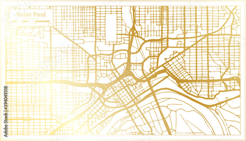 Saint Paul USA City Map in Retro Style in Golden Color. Outline Map.