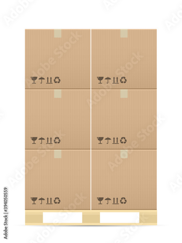 Boxes on wooded pallet