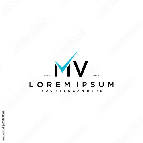letter MV checklist logo design concept vector