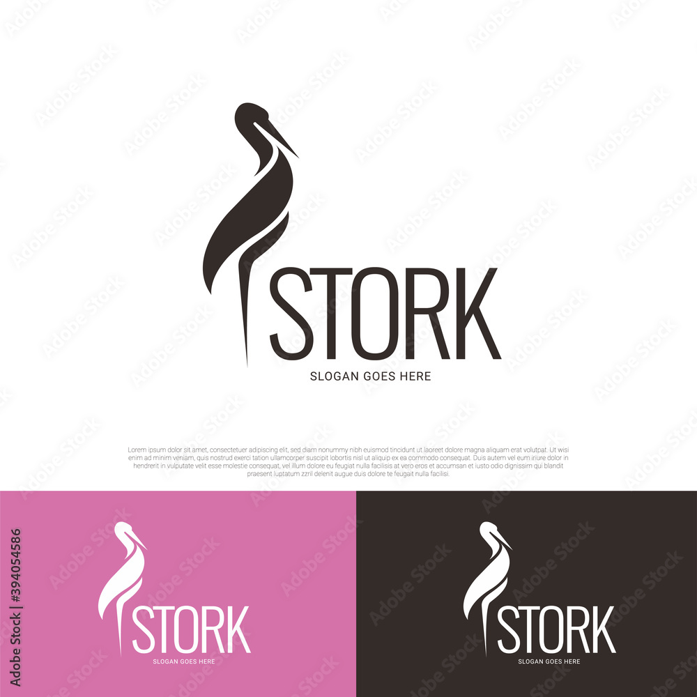 Stork bird logo design Stork bird logo design