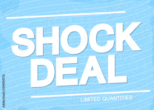 Shock Deal, sale poster design template, discount horizontal banner, vector illustration