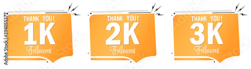 Set of Followers thank you banners design template, graphic icons for social media, vector illustration.