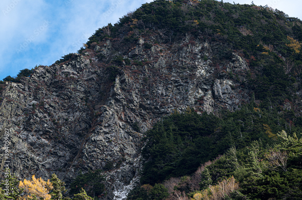 上高地の山々 複雑な岩肌の紋様