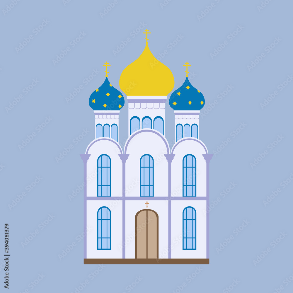Vector illustration of a Christian church on a blue background. Isolated. Vector illustration of a Christian church on a blue background. Isolated.