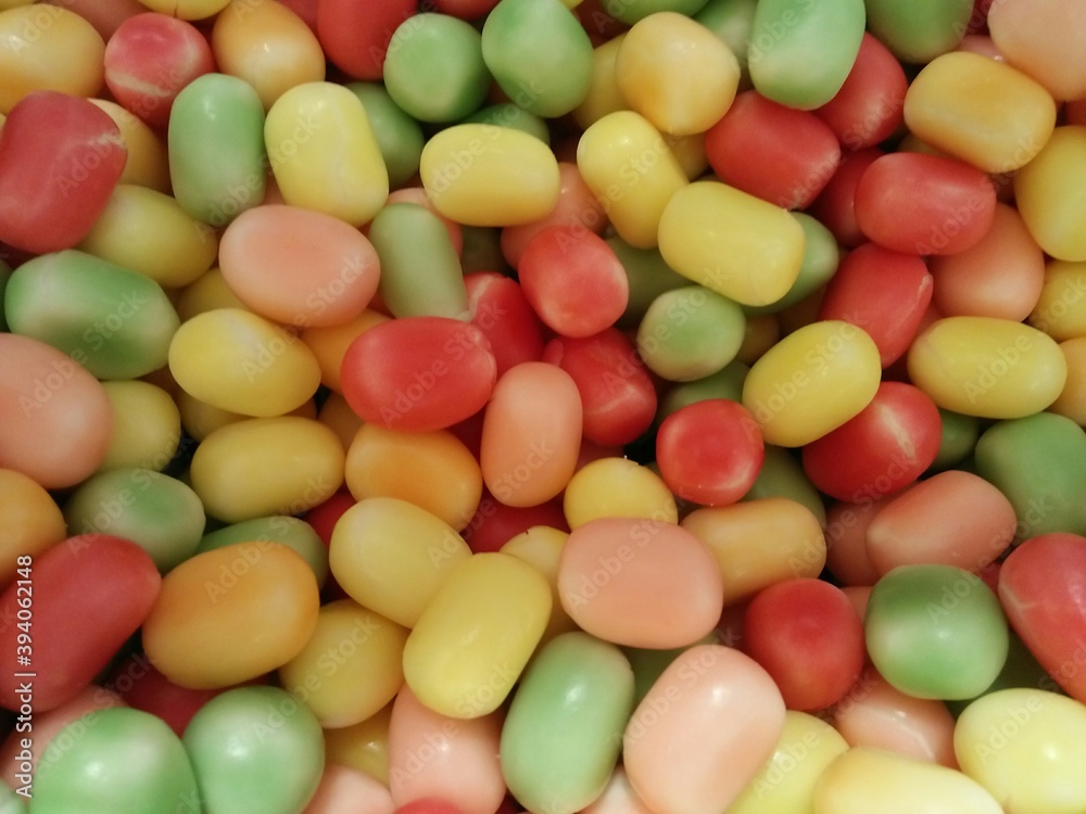 Close up view of colorful gummy jelly beans, Candy background. Close up view of colorful gummy jelly beans, Candy background.