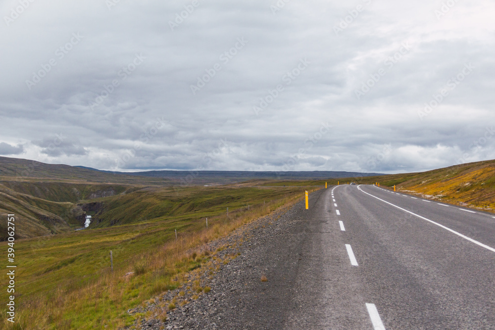 Scenic landscape view of Icelandic road