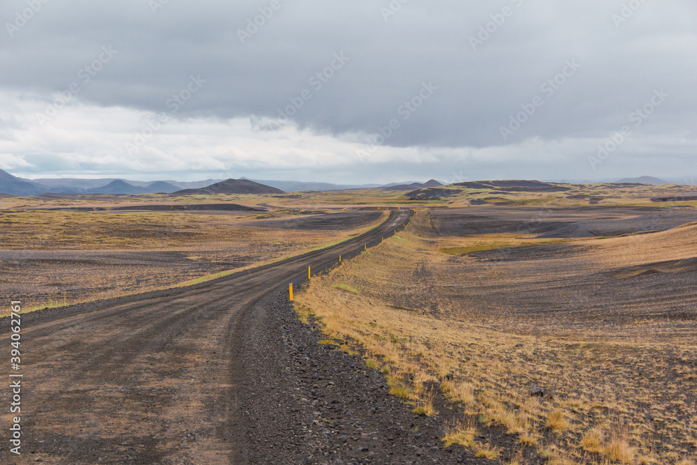 Scenic landscape view of Icelandic road