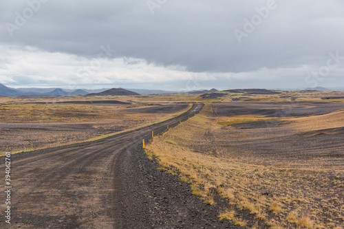 Scenic landscape view of Icelandic road