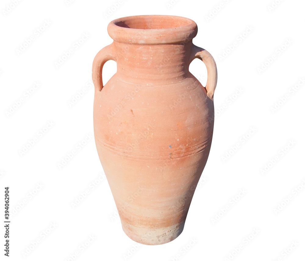 Tunisian clay amphora. Isolated with clipping path.