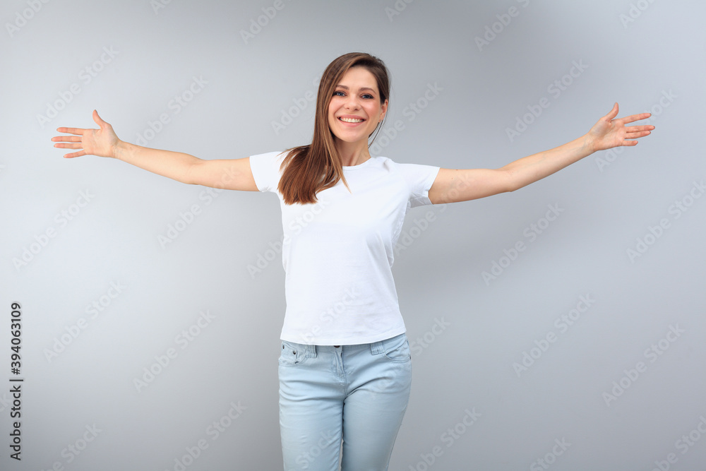 young happy woman isolated friendly portrait. young happy woman isolated friendly portrait.