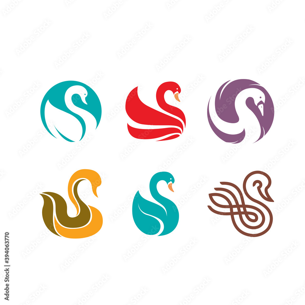 Swan bird logo icon design
