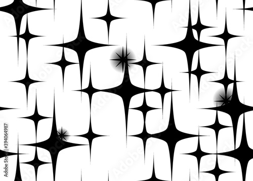 черные звезды на белом фоне seamless pattern