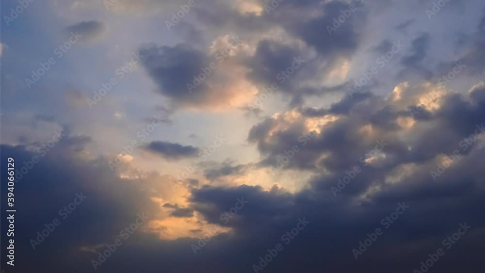 4K Time lapse of clouds formation with sunset ray background 4K Time lapse of clouds formation with sunset ray background