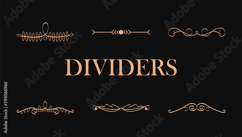 bundle of six elegants dividers set in black background