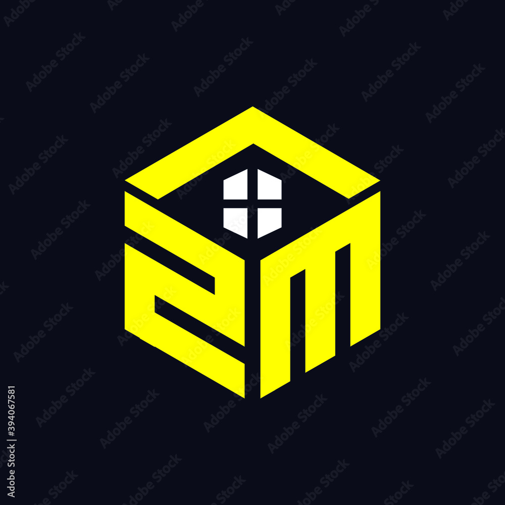 ZM Letter Modern and Geometric Real Estate and Property Logo and Icon