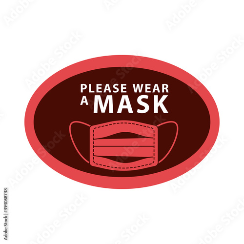 please wear mask oval advetise label photo