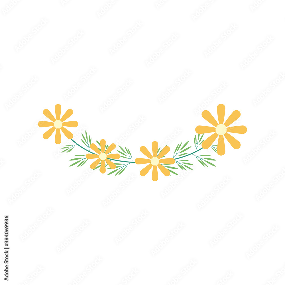 yellow flowers garden flat element
