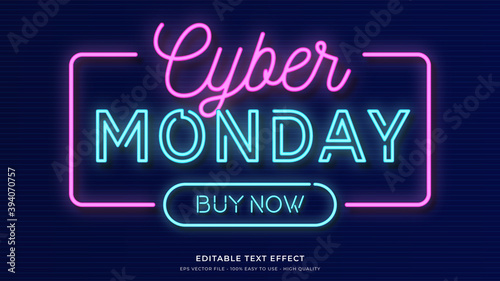 cyber monday neon light typography premium editable text effect photo