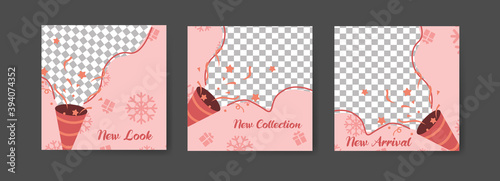 Social media post templates for digital marketing and sales promotion on christmas, black friday and new year. fashion advertising. Offer social media banners. vector photo frame mockup illustration
