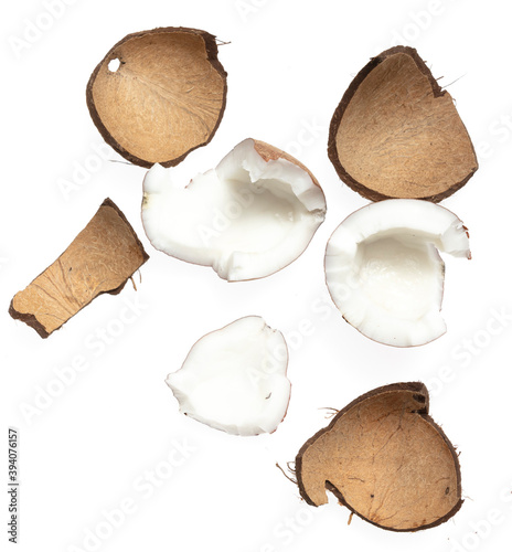Chopped coconut isolated on a white